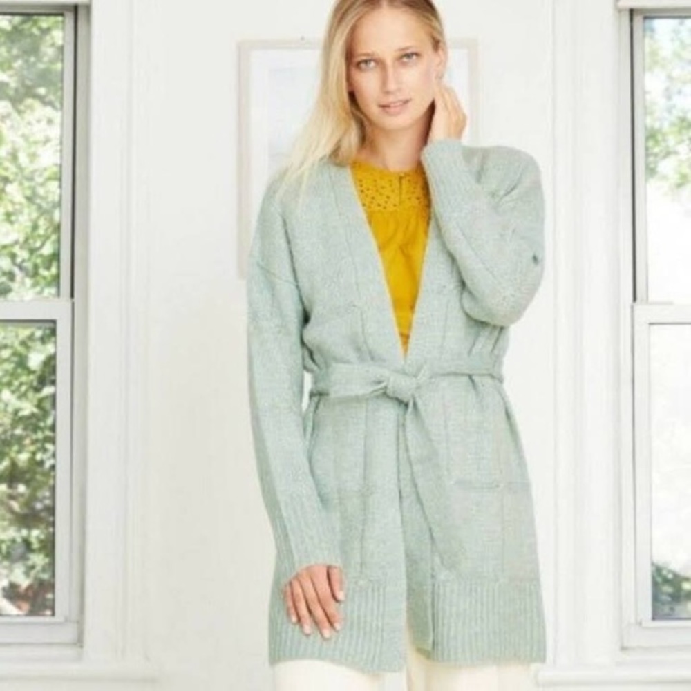 ⭐️A Day Womens‎ Cozy Belted Cardigan Wool Blend size M